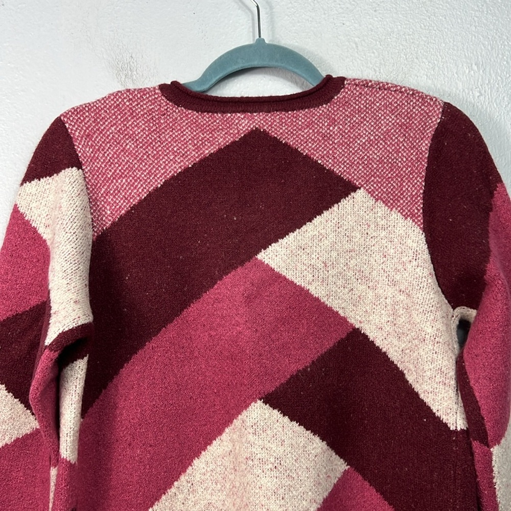 Denim & Co Jacquard Wine Pink  Open Front Long Cardigan Sweater XXS Petite NWOT - Picture 9 of 9